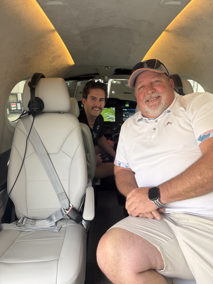 Mitch Gunter in the cockpit of an Epic aircraft